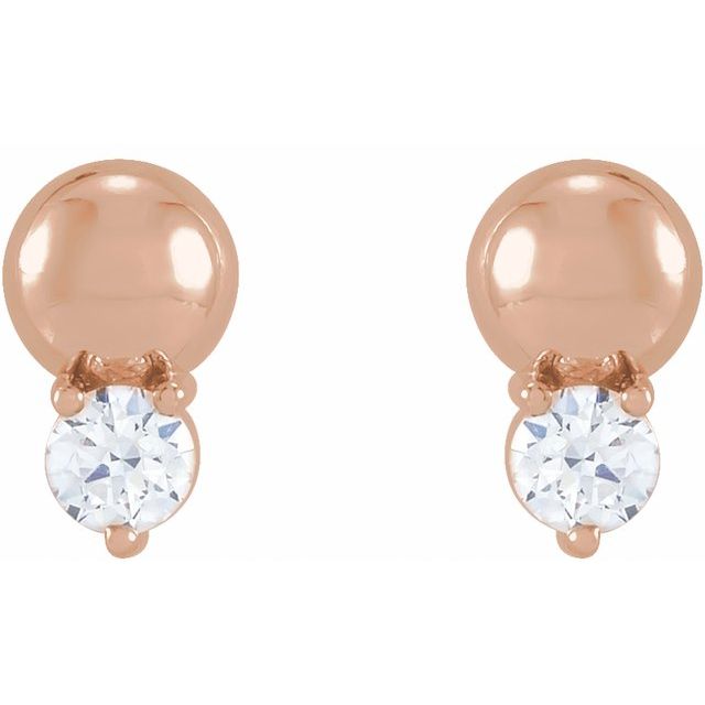 14K Rose 1/8 CTW Natural Diamond Bead Earrings