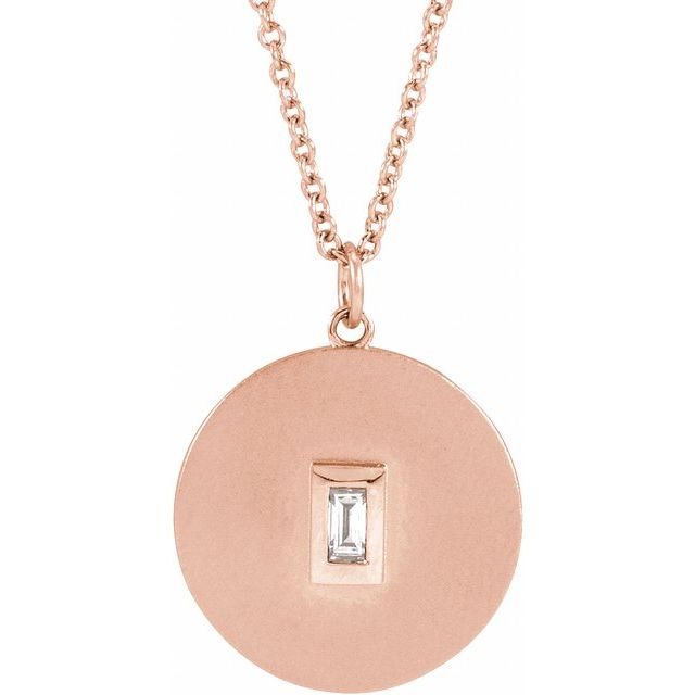 14K Rose .08 CT Diamond Disc 16-18" Necklace