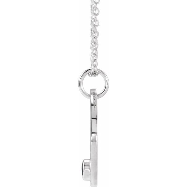 14K White Natural Black Spinel Aquarius Zodiac 16-18" Necklace