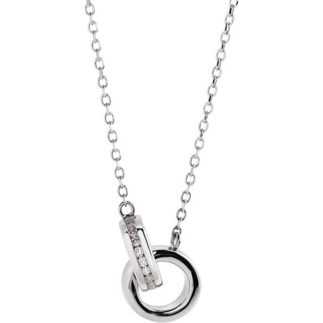 14K Rose .08 CTW Natural Diamond Interlocking Circle 18" Necklace