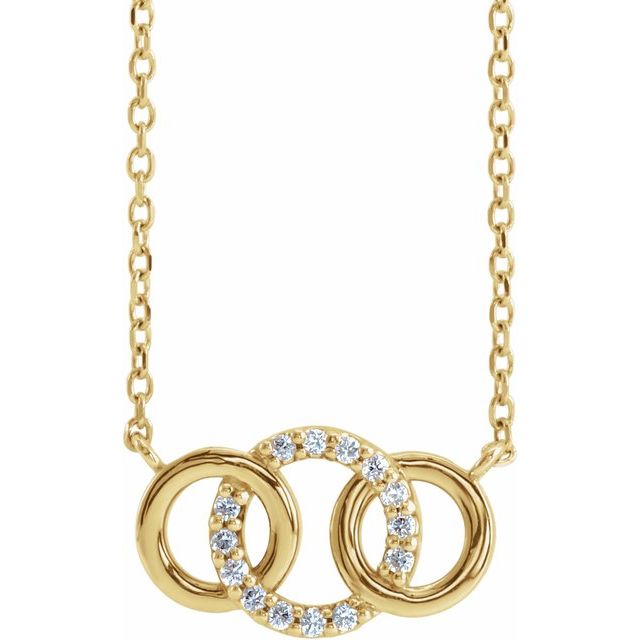 14K Yellow .05 CTW Natural Diamond Interlocking Circle 18" Necklace