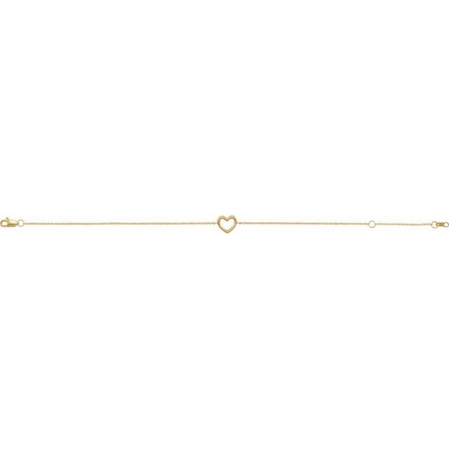 14K Yellow Heart 6 1/2-7 1/2" Bracelet