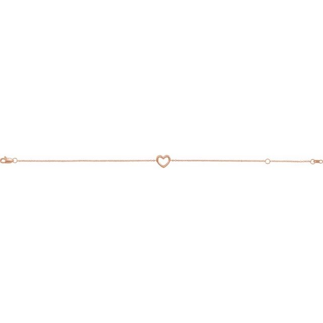14K Rose Heart 6 1/2-7 1/2" Bracelet