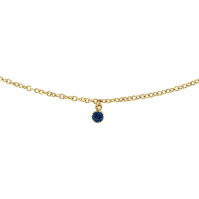 14K Yellow Natural Blue Sapphire 16" Necklace