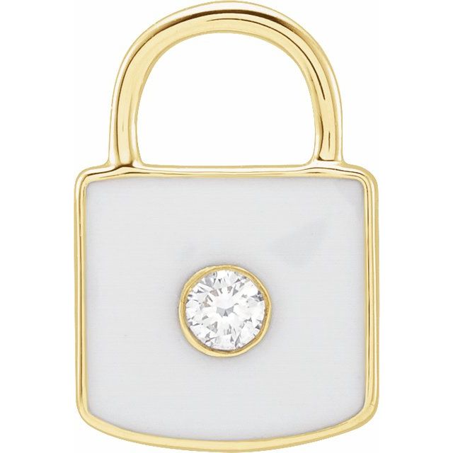Diamond Enamel Lock Pendant