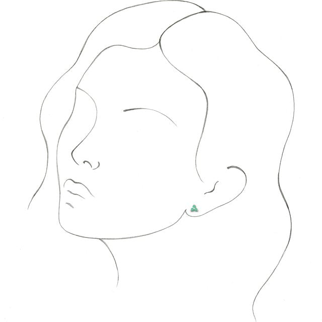 14K Rose Natural Chrysoprase Three Stone Earrings