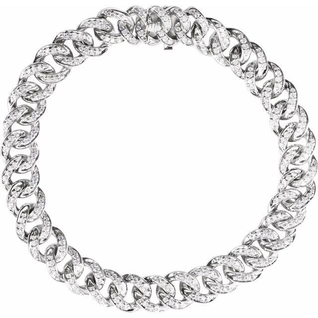 Diamond Accented Link Bracelet White