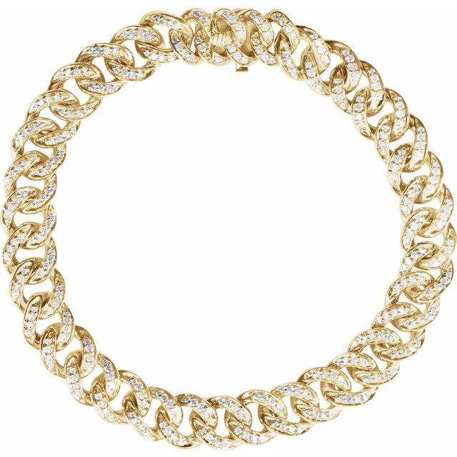 Diamond Accented Link Bracelet Yellow Gold