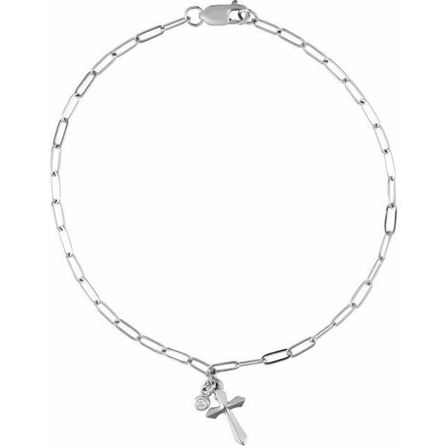 Diamond Cross Charm Bracelet