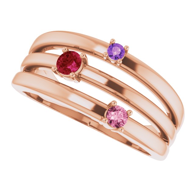 14K Rose Natural Multi-Gemstone Negative Space Ring