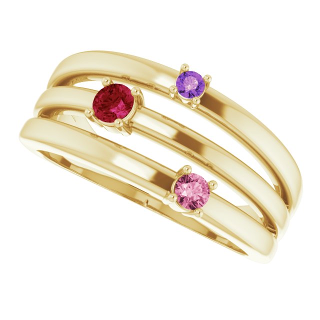 14K Yellow Natural Multi-Gemstone Negative Space Ring