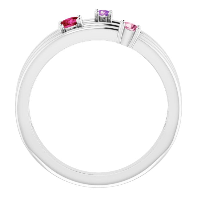 14K White Natural Multi-Gemstone Negative Space Ring