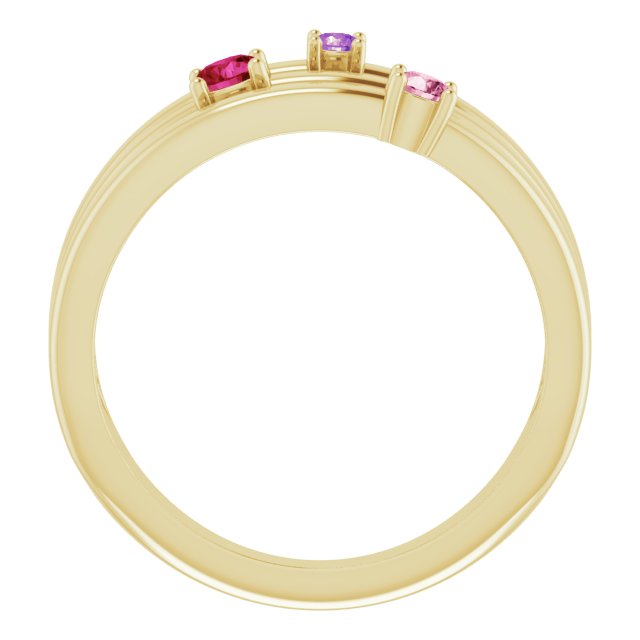 14K Yellow Natural Multi-Gemstone Negative Space Ring