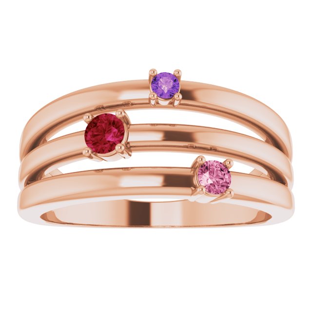 14K Rose Natural Multi-Gemstone Negative Space Ring