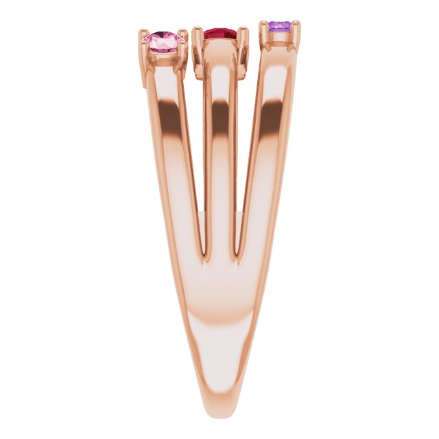 14K Rose Natural Multi-Gemstone Negative Space Ring