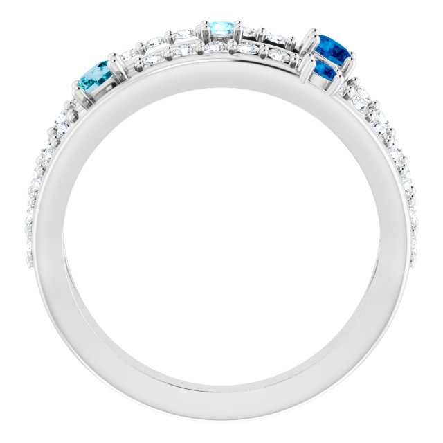 14K White Natural Blue Multi-Gemstone & 1/2 CTW Natural Diamond Ring