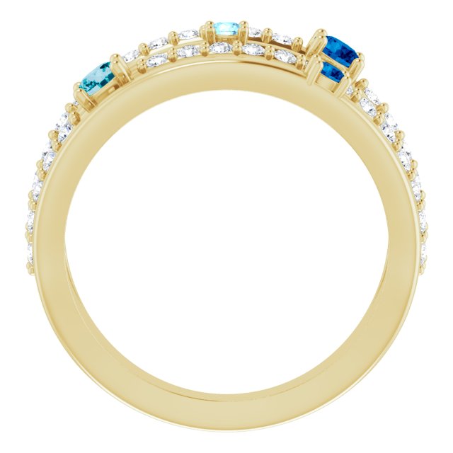 14K Yellow Natural Blue Multi-Gemstone & 1/2 CTW Natural Diamond Ring