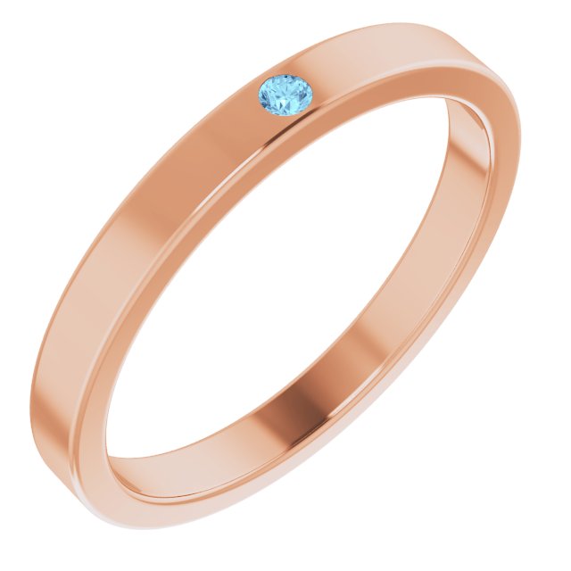 14K Rose Natural Aquamarine Family Stackable Ring