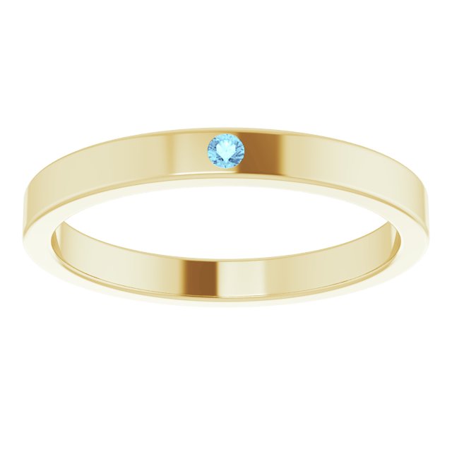 14K Yellow Natural Aquamarine Family Stackable Ring