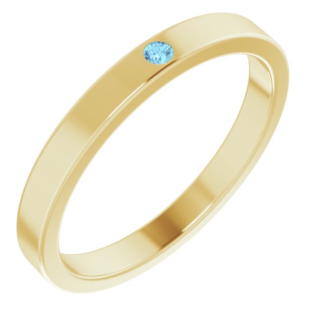 14K Yellow Natural Aquamarine Family Stackable Ring
