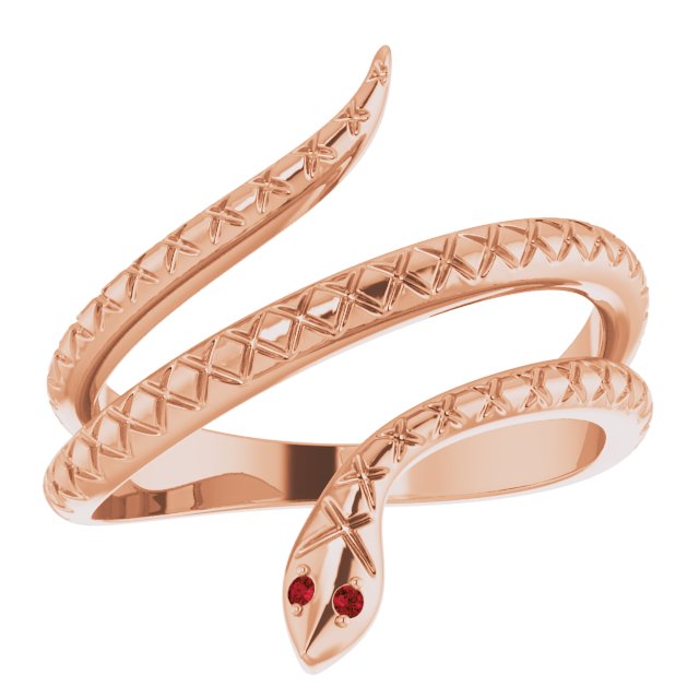 14K Rose Natural Mozambique Garnet Snake Ring