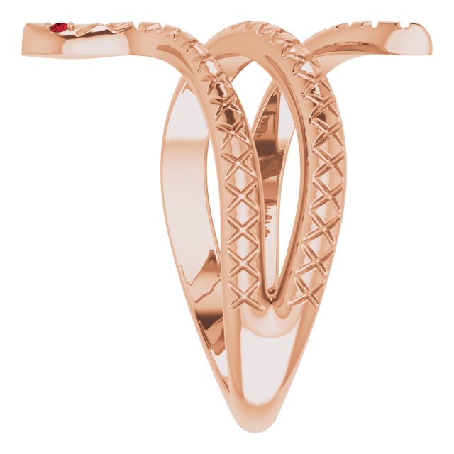 14K Rose Natural Mozambique Garnet Snake Ring