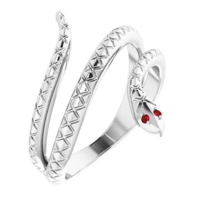 14K Rose Natural Mozambique Garnet Snake Ring