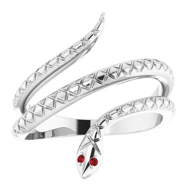 14K Rose Natural Mozambique Garnet Snake Ring