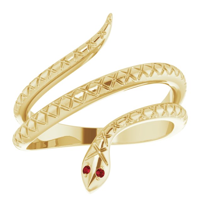 14K Rose Natural Mozambique Garnet Snake Ring