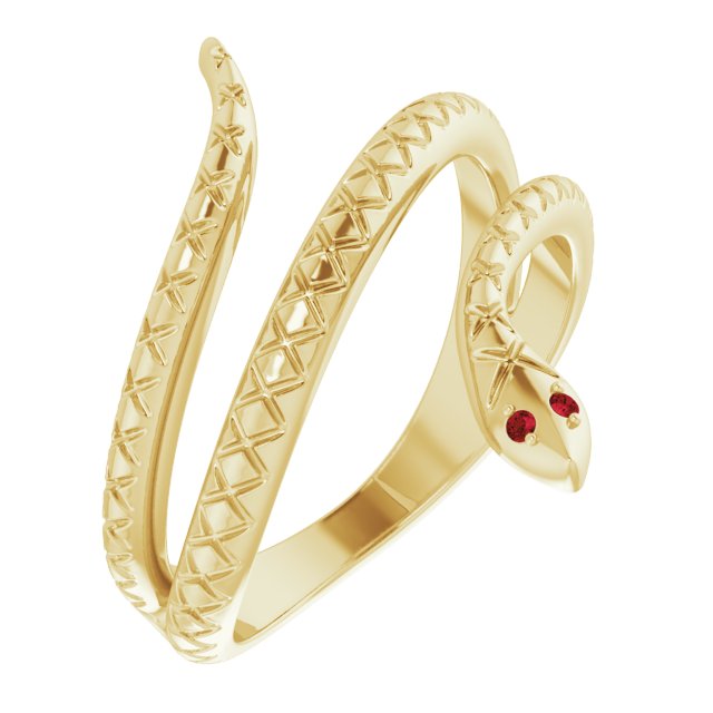 14K Rose Natural Mozambique Garnet Snake Ring