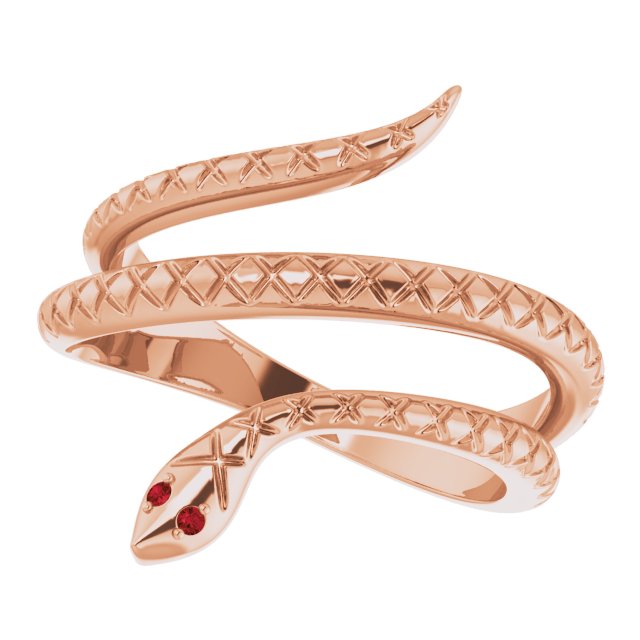 14K Rose Natural Mozambique Garnet Snake Ring