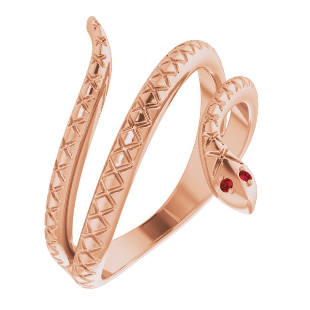 14K Rose Natural Mozambique Garnet Snake Ring