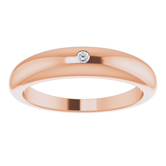 14K Rose .03 CT Diamond Petite Dome Ring
