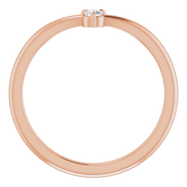 14K Rose .06 CT Diamond Stackable V Ring