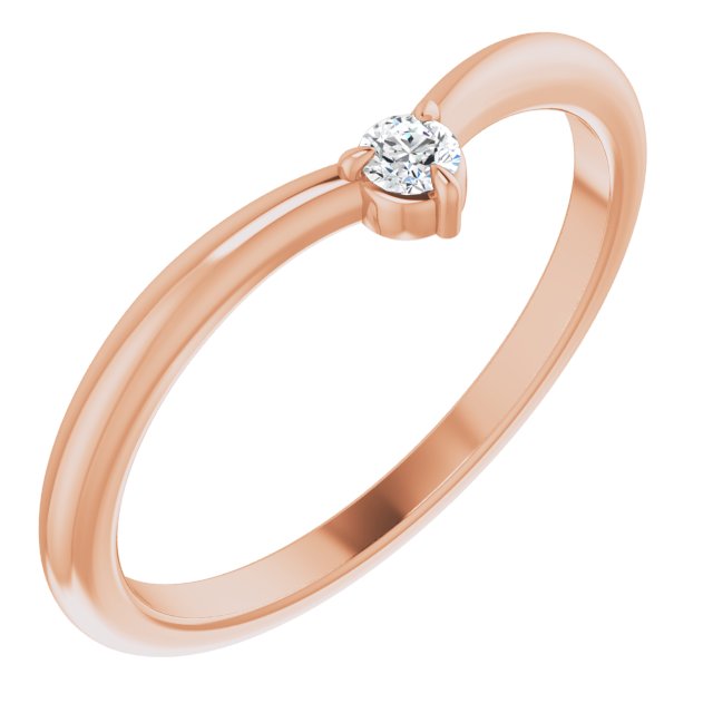 14K Rose .06 CT Diamond Stackable V Ring