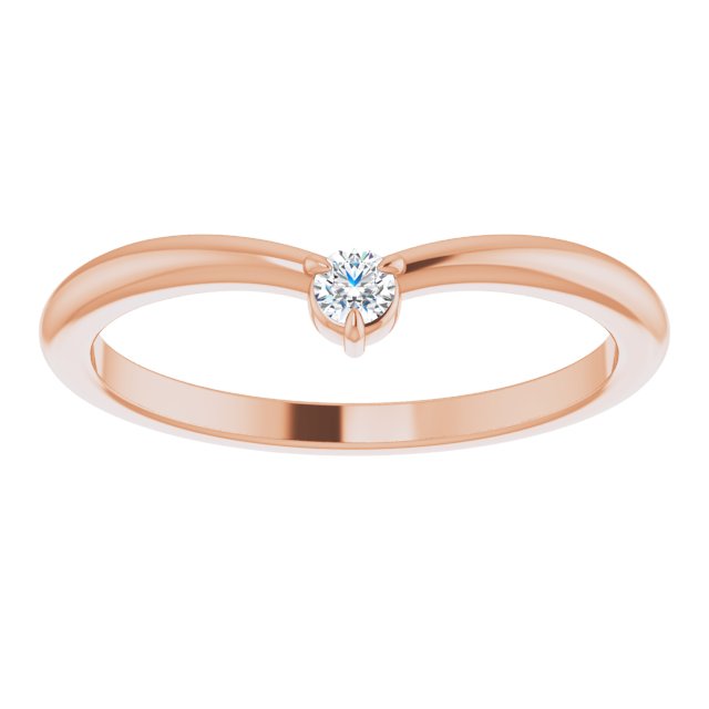 14K Rose .06 CT Diamond Stackable V Ring