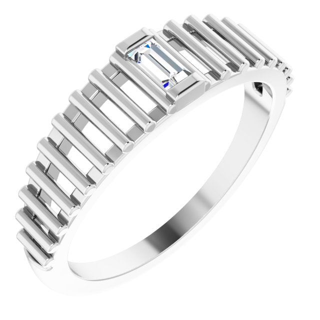 14K White 1/8 CT Natural Diamond Solitaire Ring