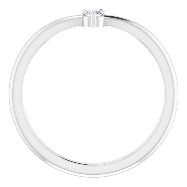 14K White .06 CT Diamond Stackable V Ring