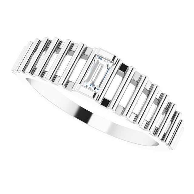 14K White 1/8 CT Natural Diamond Solitaire Ring