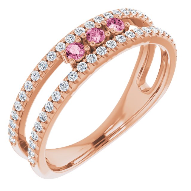 14K Rose Natural Pink Tourmaline & 1/4 CTW Natural Diamond Ring