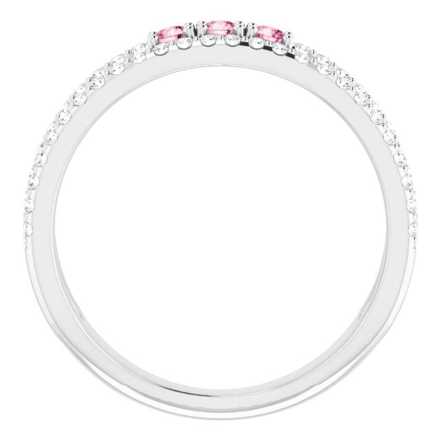 14K white Natural Pink Tourmaline & 1/4 CTW Natural Diamond Ring