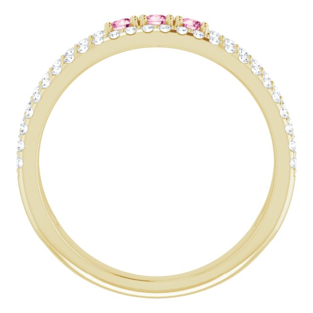 14K Yellow Natural Pink Tourmaline & 1/4 CTW Natural Diamond Ring