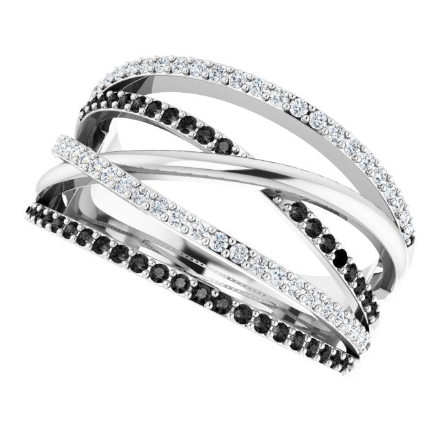 14K White 1/2 CTW Natural Black & White Diamond Ring