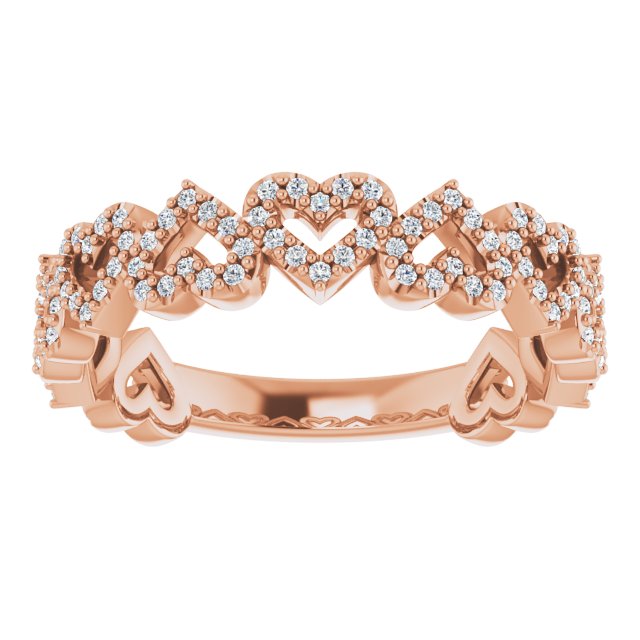 14K Rose 1/3 CTW Diamond Stackable Heart Ring