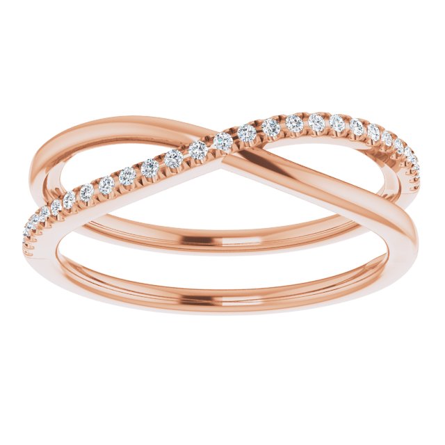 14K Rose 1/8 CTW Natural Diamond Criss-Cross Ring