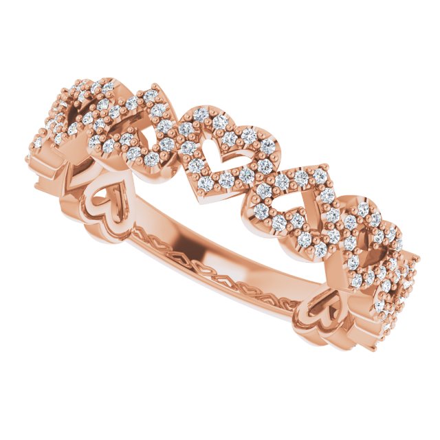 14K Rose 1/3 CTW Diamond Stackable Heart Ring
