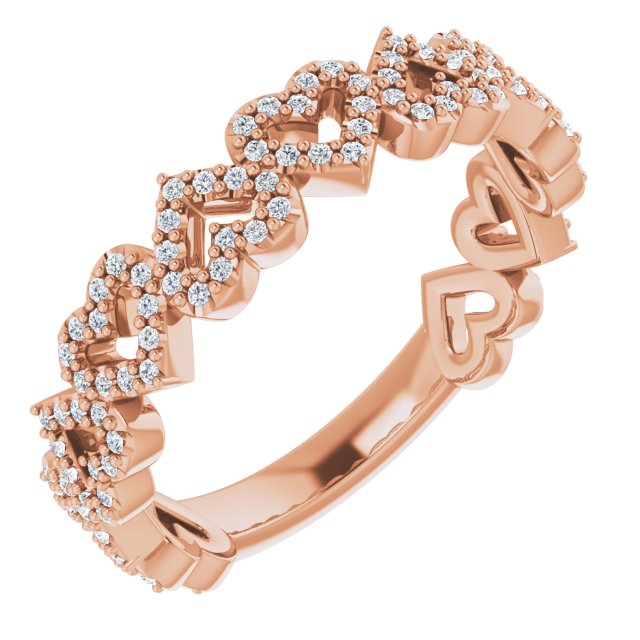 14K Rose 1/3 CTW Diamond Stackable Heart Ring