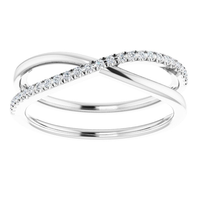 14K White 1/8 CTW Natural Diamond Criss-Cross Ring
