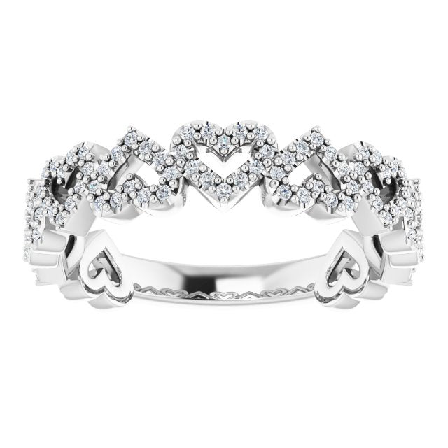 14K White 1/3 CTW Diamond Stackable Heart Ring