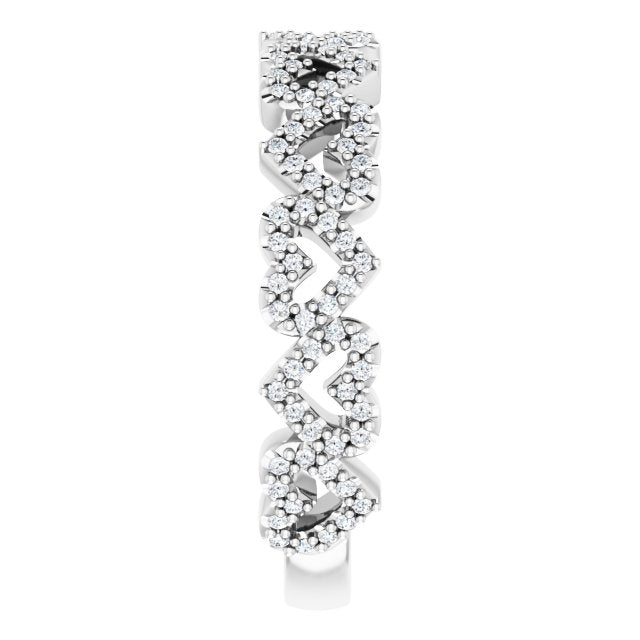 14K White 1/3 CTW Diamond Stackable Heart Ring